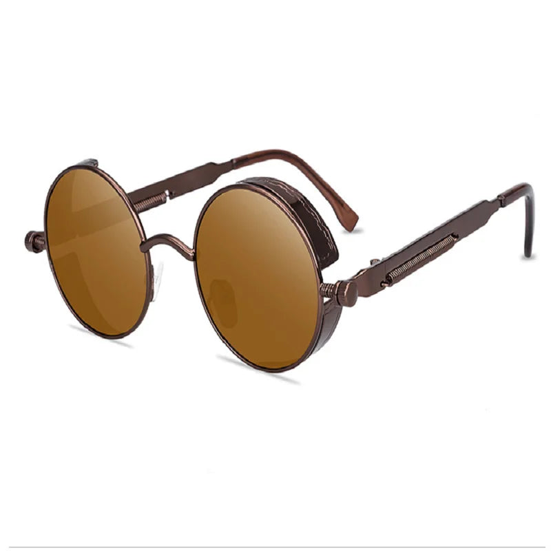 Steampunk Round Sunglasses – Retro Metal Frame UV400 Mens Fashion Eyewear