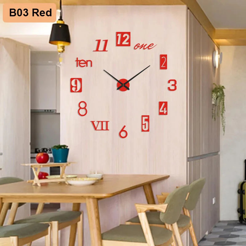 Large DIY 3D Wall Clock — Sunburst Number Poster, 90–120cm