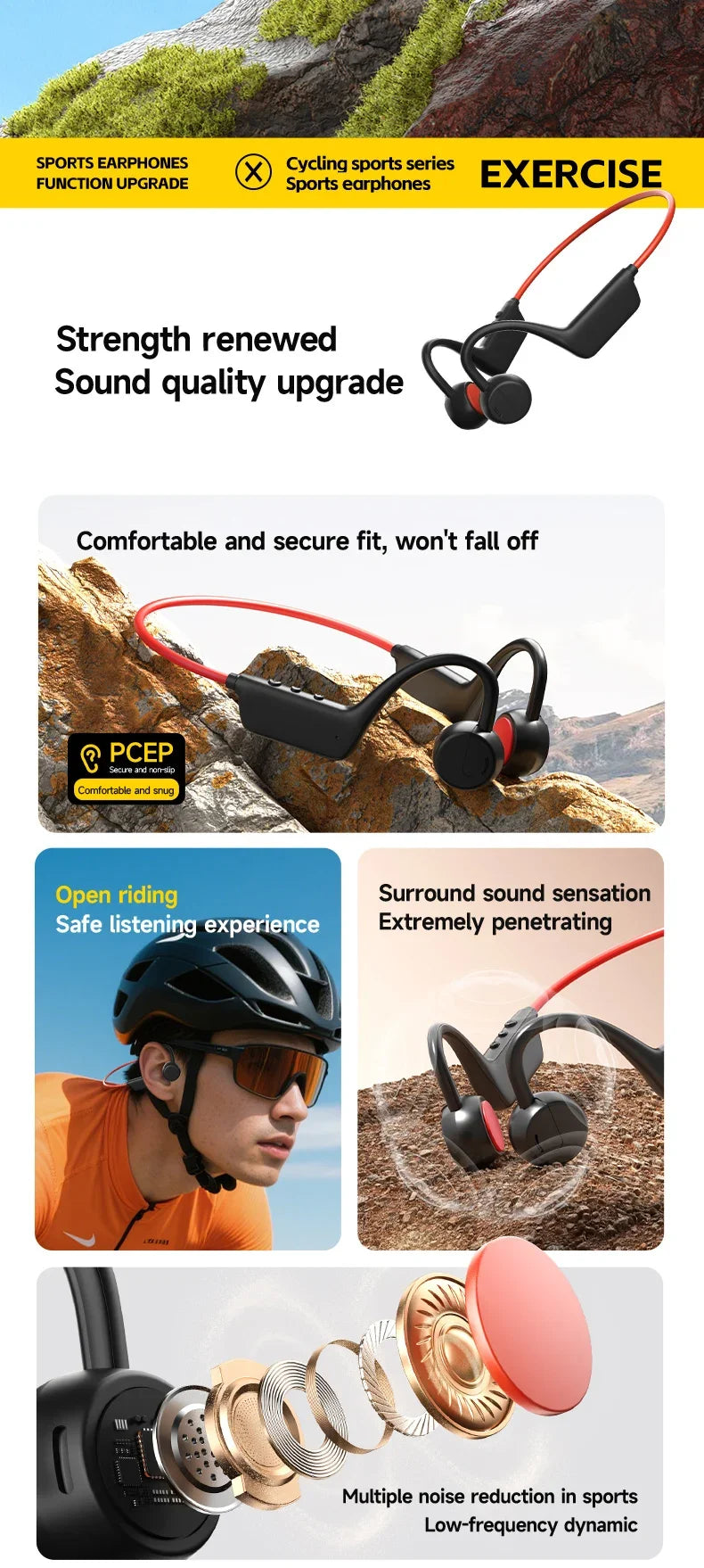 Lenovo Bone Conduction Headphones — Wireless, Waterproof, Bluetooth 5.3