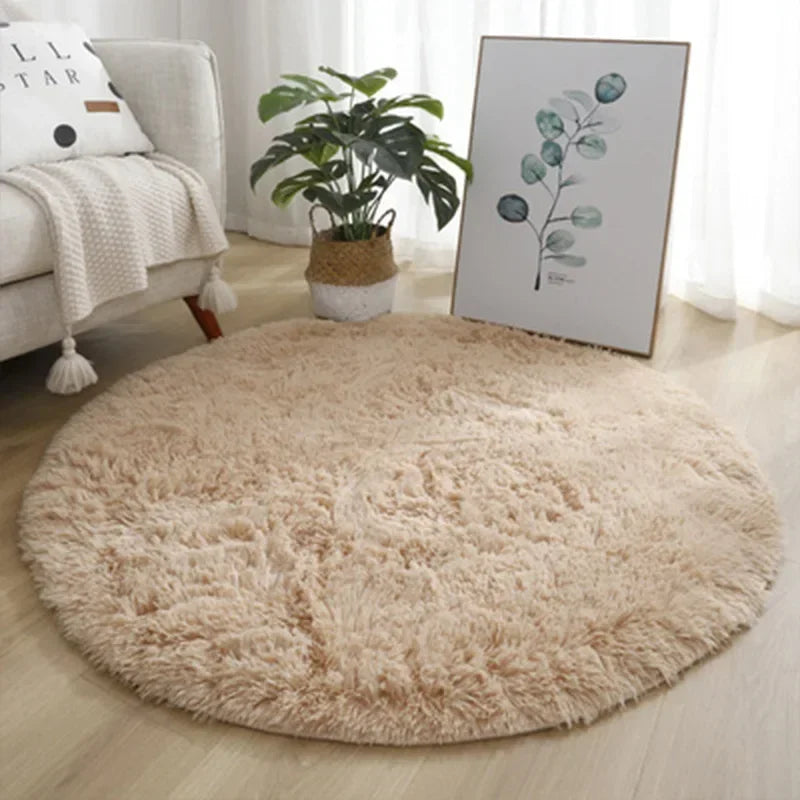 Super Soft Plush Round Rug – Fluffy Thick Pile Carpet for Living Room, Bedroom & Kids Room