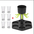 Home Sweet Home 6-way shot glass dispenser for party games, featuring a colorful plastic bar set with shot glasses for fun drinking.