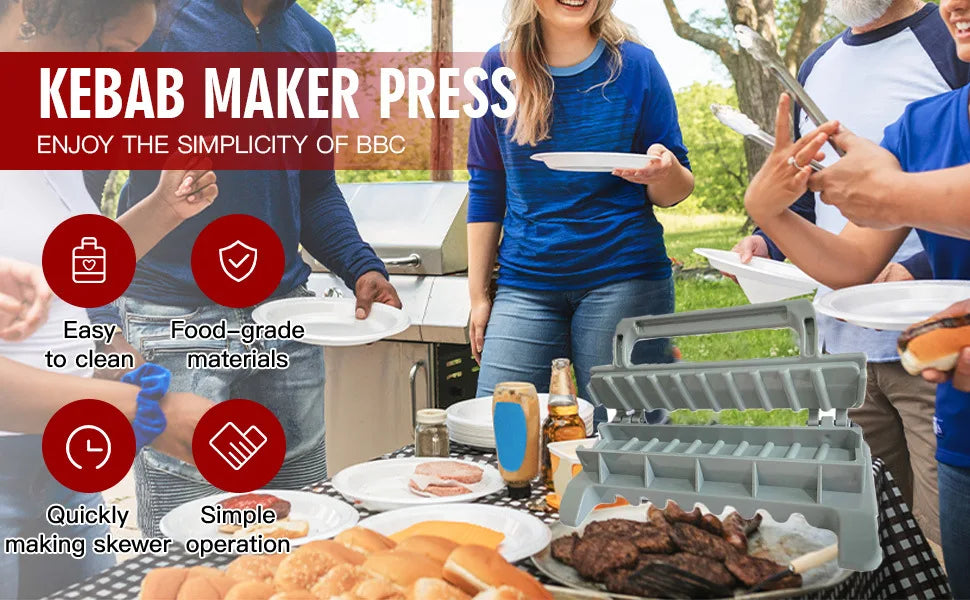 Reusable BBQ kebab skewer maker from Home Sweet Home, compact meat skewer press machine for easy kebab preparation.