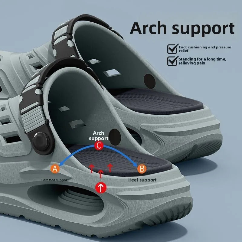 Men’s summer slippers with arch support, breathable design, anti-slip thick sole, by Home Sweet Home.