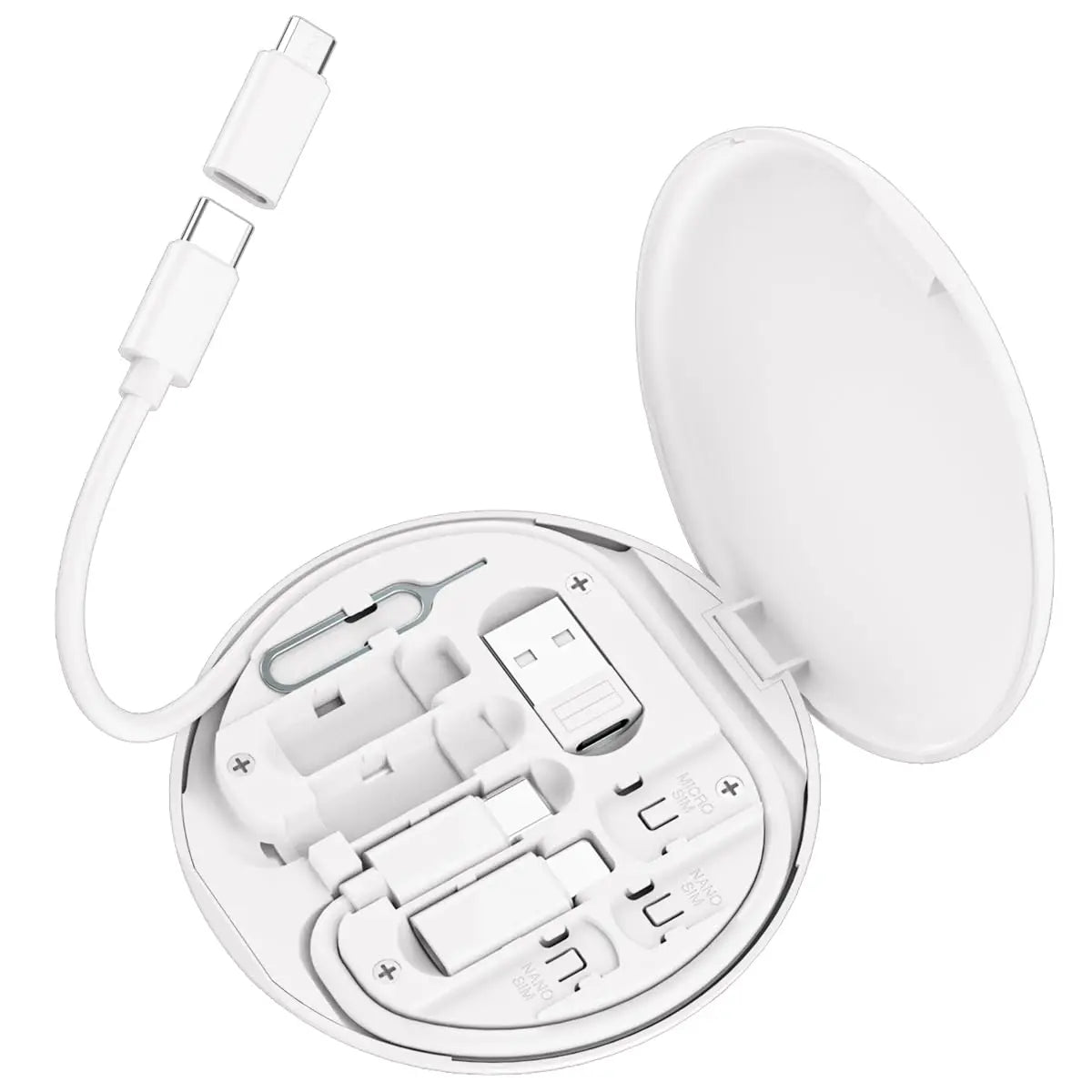 Portable Cable Storage Box 60W Fast Charging Multi-Head USB Cable Organiser Phone Holder