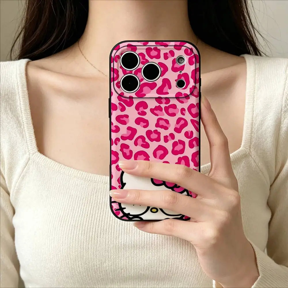 Kawaii Hello Kitty Leopard Print Phone Case | iPhone 11–17 Pro Max
