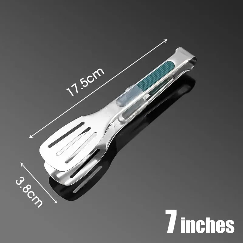 Stainless Steel Food Tongs BBQ Cooking Tongs Non-Slip Kitchen Clip 7"/9"/12"