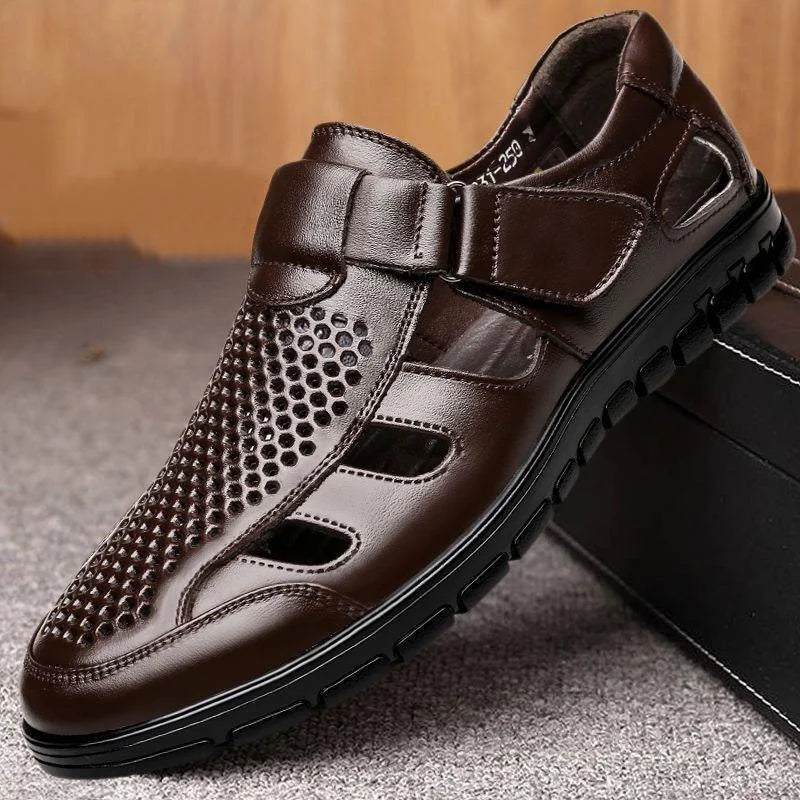 Men's Genuine Leather Gladiator Sandals | Casual Summer Shoes