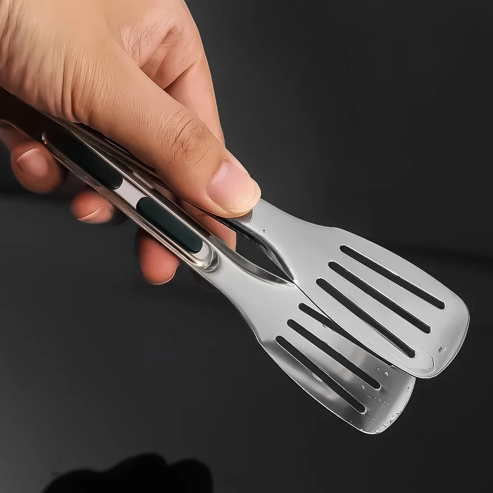 Stainless Steel Food Tongs BBQ Cooking Tongs Non-Slip Kitchen Clip 7"/9"/12"