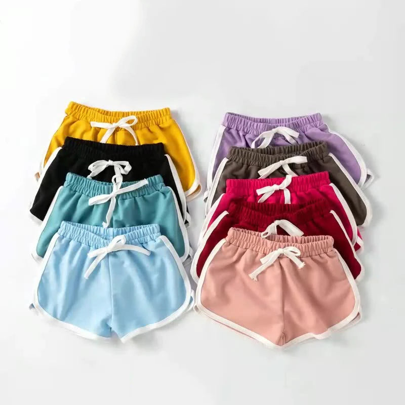 Kids Candy Colour Summer Shorts by Home Sweet Home, casual cotton shorts for girls and boys aged 3 to 18, featuring bright, colorful patterns.
