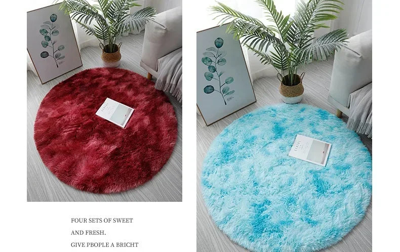 Super Soft Plush Round Rug – Fluffy Thick Pile Carpet for Living Room, Bedroom & Kids Room