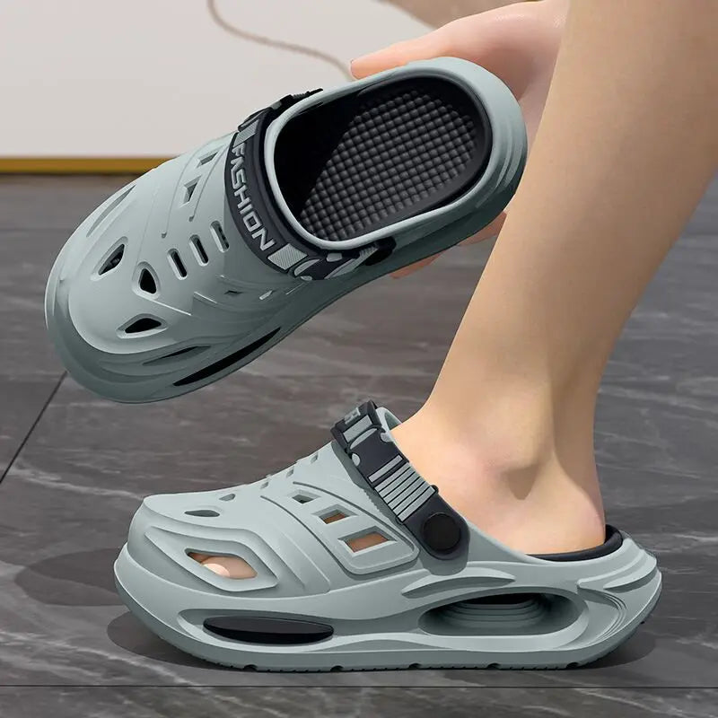 Men’s summer slippers with arch support, breathable design, anti-slip soles, and thick sole for comfort by Home Sweet Home.