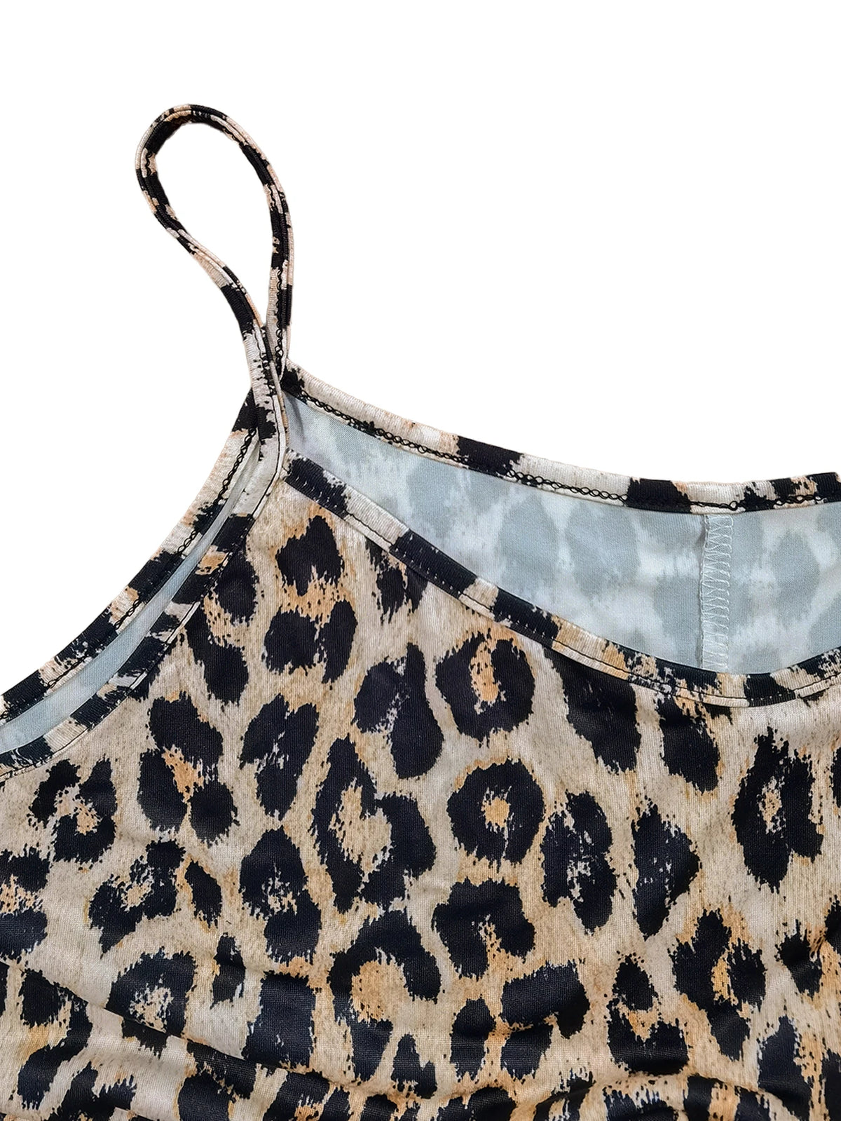 Plus Size Leopard Print Spaghetti Strap Maxi Dress