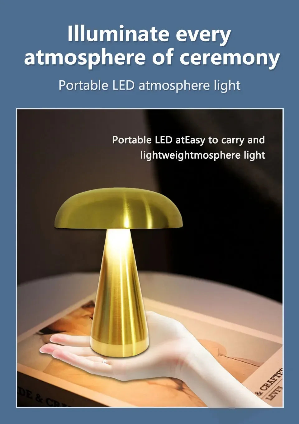 Aamasun Retro Mushroom Table Lamp | Touch Dimmer, 3 Colour Temperatures