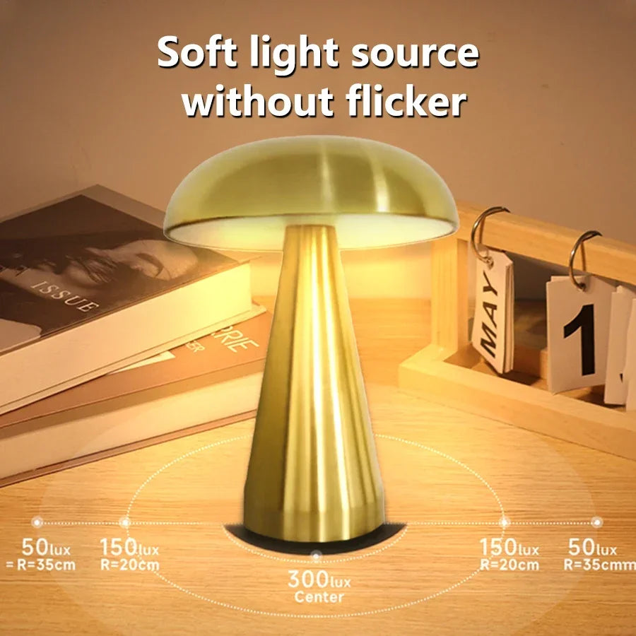 Aamasun Retro Mushroom Table Lamp | Touch Dimmer, 3 Colour Temperatures