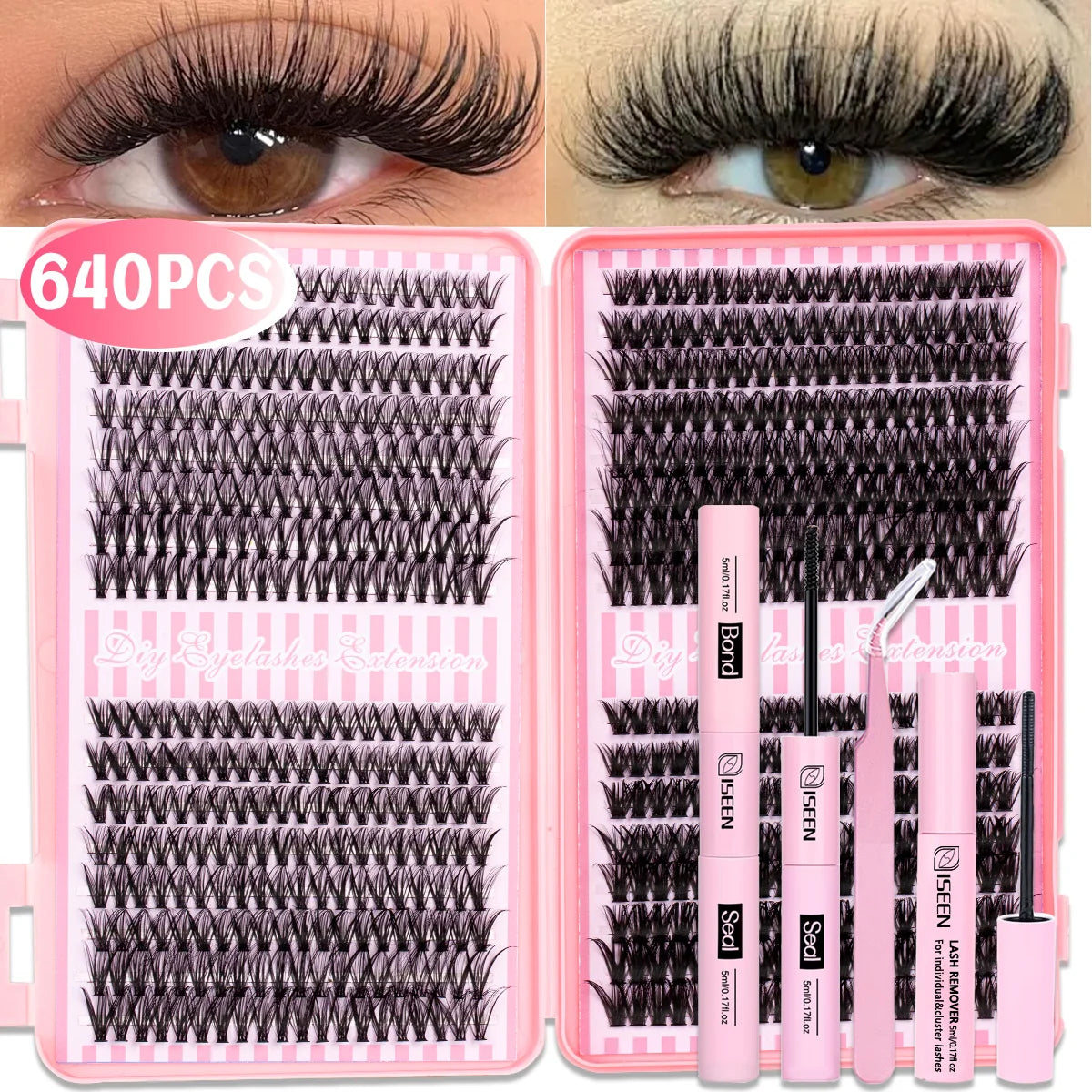 DIY Eyelash Extension Kit — Cluster Lashes with Glue