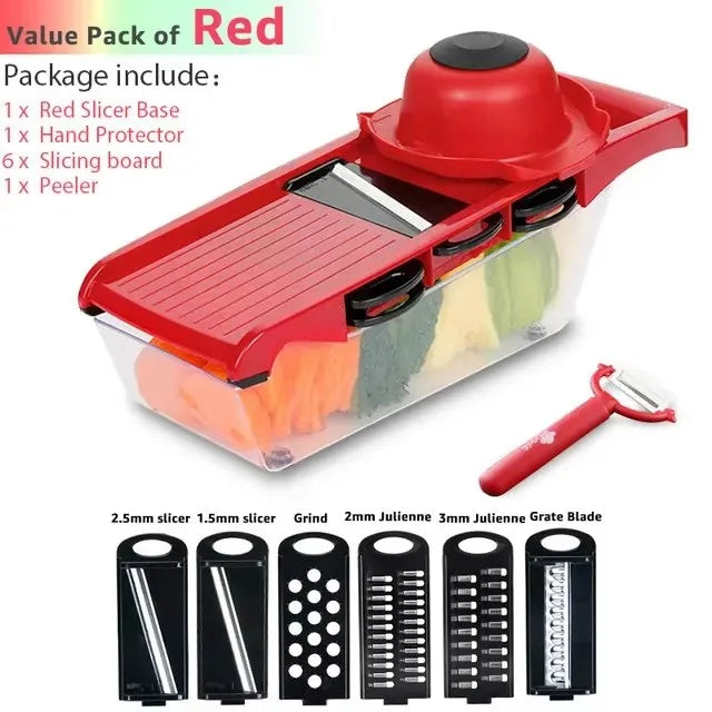 Home Sweet Home multifunctional vegetable chopper with stainless steel blades and colorful handle for easy vegetable prep.