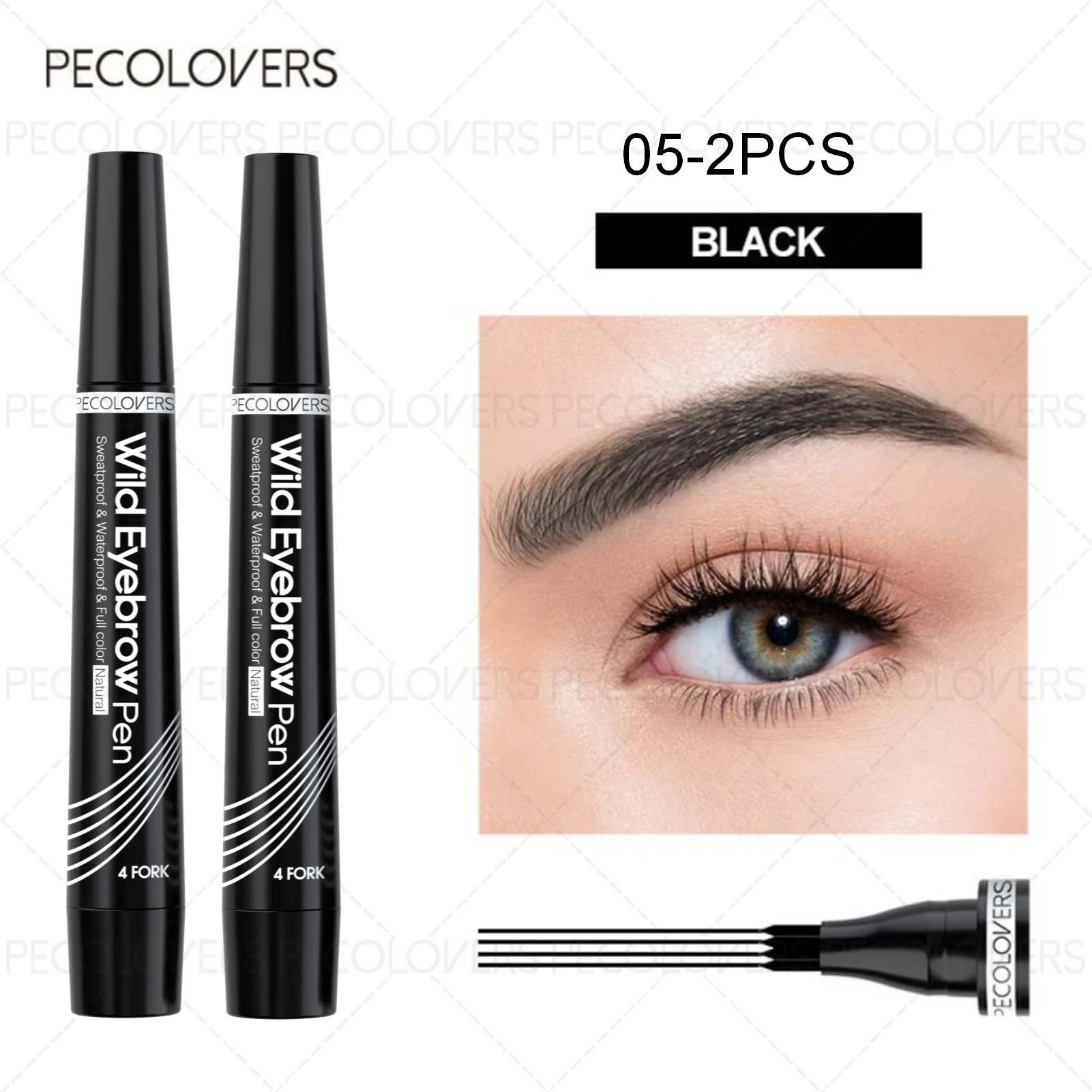4-Tip Eyebrow Tattoo Pen – Waterproof Liquid Microblading Pencil, 6 Shades
