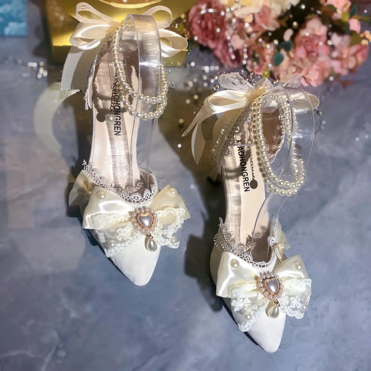 White Bridal Mary Jane Heels | Wedding Shoes for Women