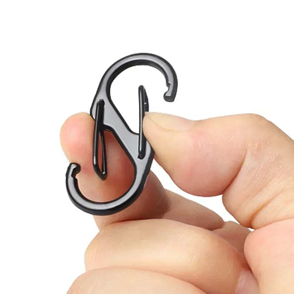 Set of ten stainless steel S-type carabiner clips from Home Sweet Home, showing their sturdy metal construction and secure gate closure.