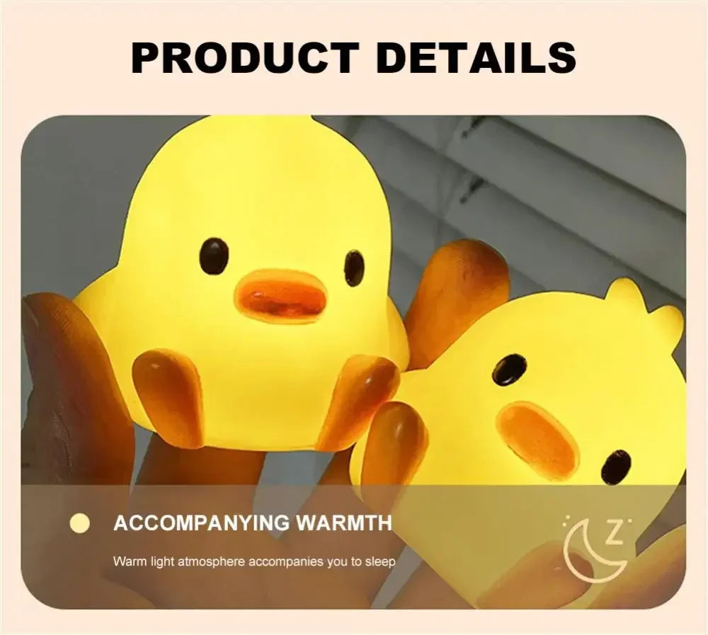 Cute Duck & Moon Night Light — LED Bedside Lamp, Kids Room Gift