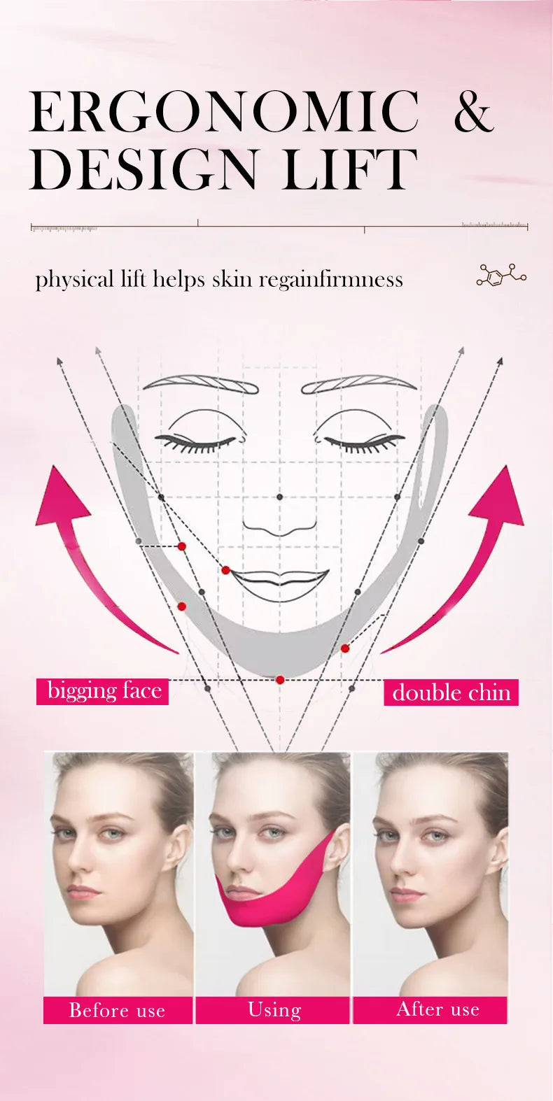 Home Sweet Home V-Shape Firming Face Mask showing a close-up of the mask's V-shape design on a model's face.