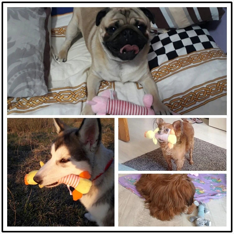 Squeaky Plush Dog Chew Toy – Elephant, Duck & Piglet Designs | Fleece Pet Toy