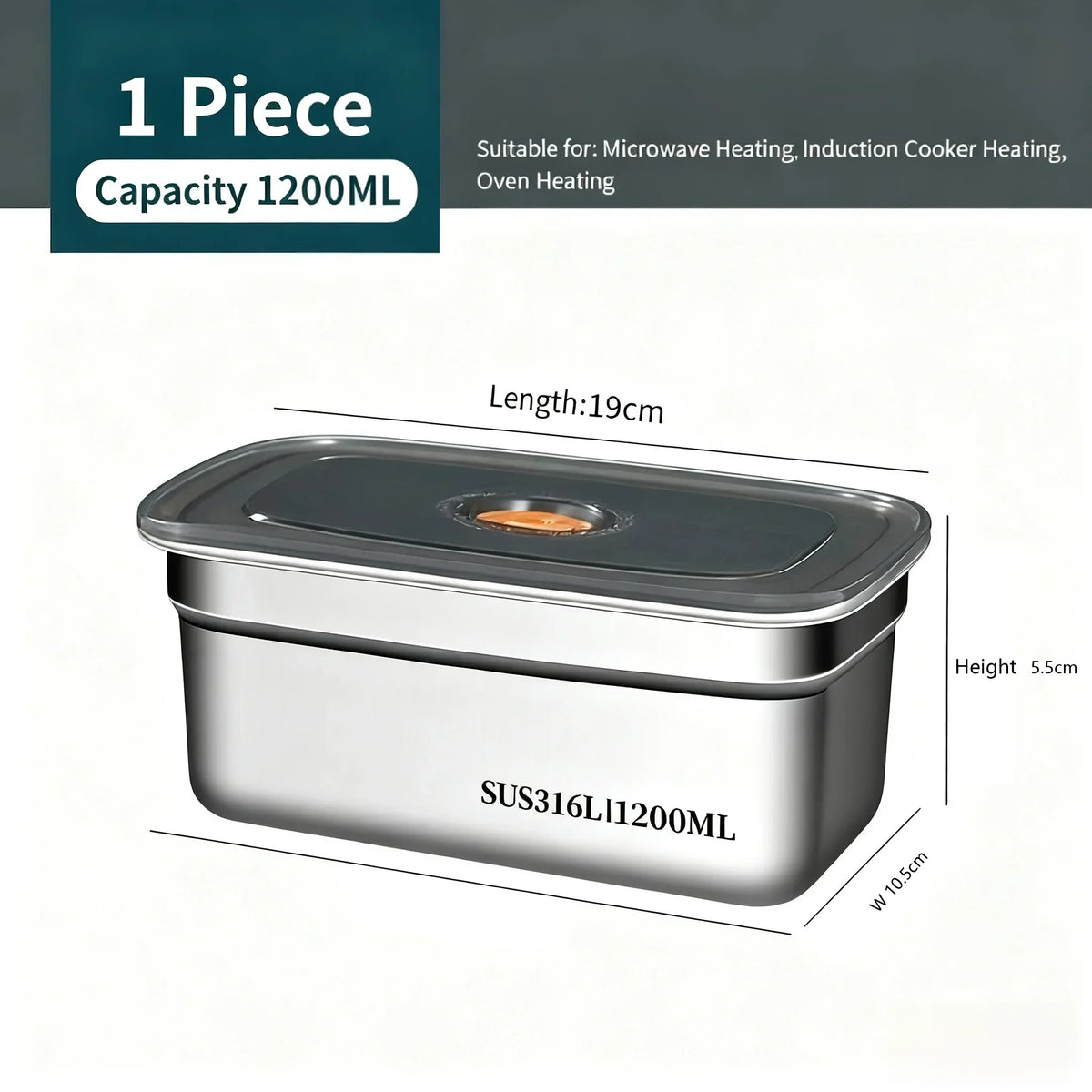 Stainless Steel Bento Box 1200ml Leak-Proof Lunch Box