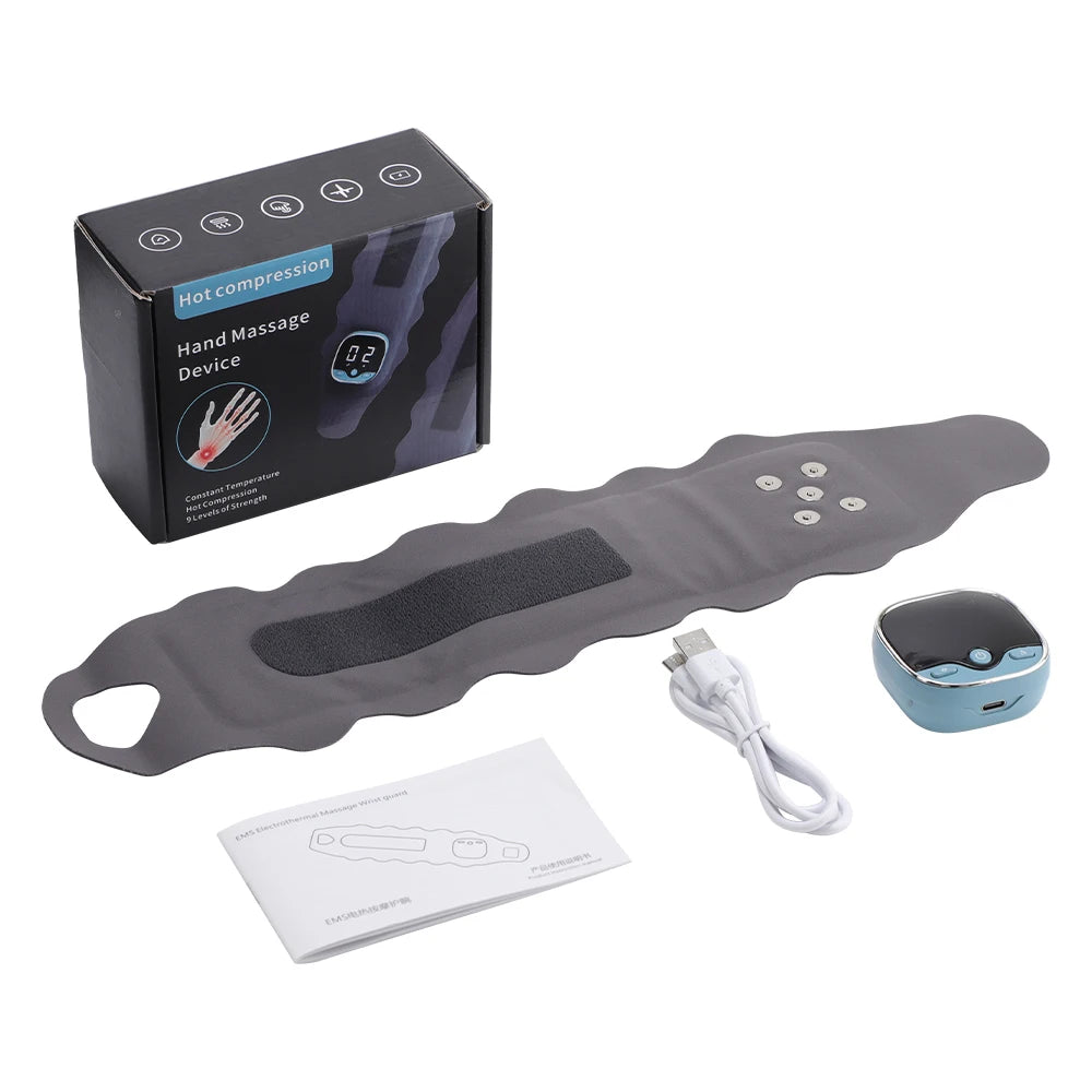EMS Heating Wrist Massager – Cordless Thermal Massage Brace with Voice Prompts