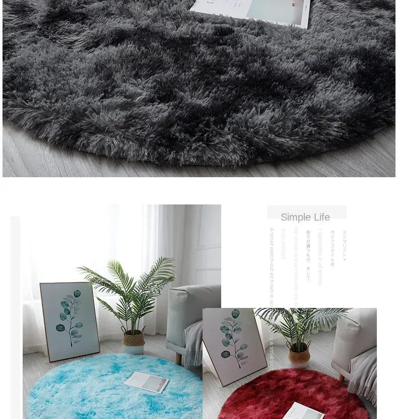 Super Soft Plush Round Rug – Fluffy Thick Pile Carpet for Living Room, Bedroom & Kids Room