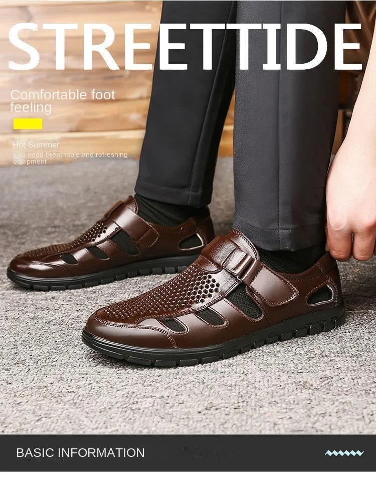 Men's Genuine Leather Gladiator Sandals | Casual Summer Shoes