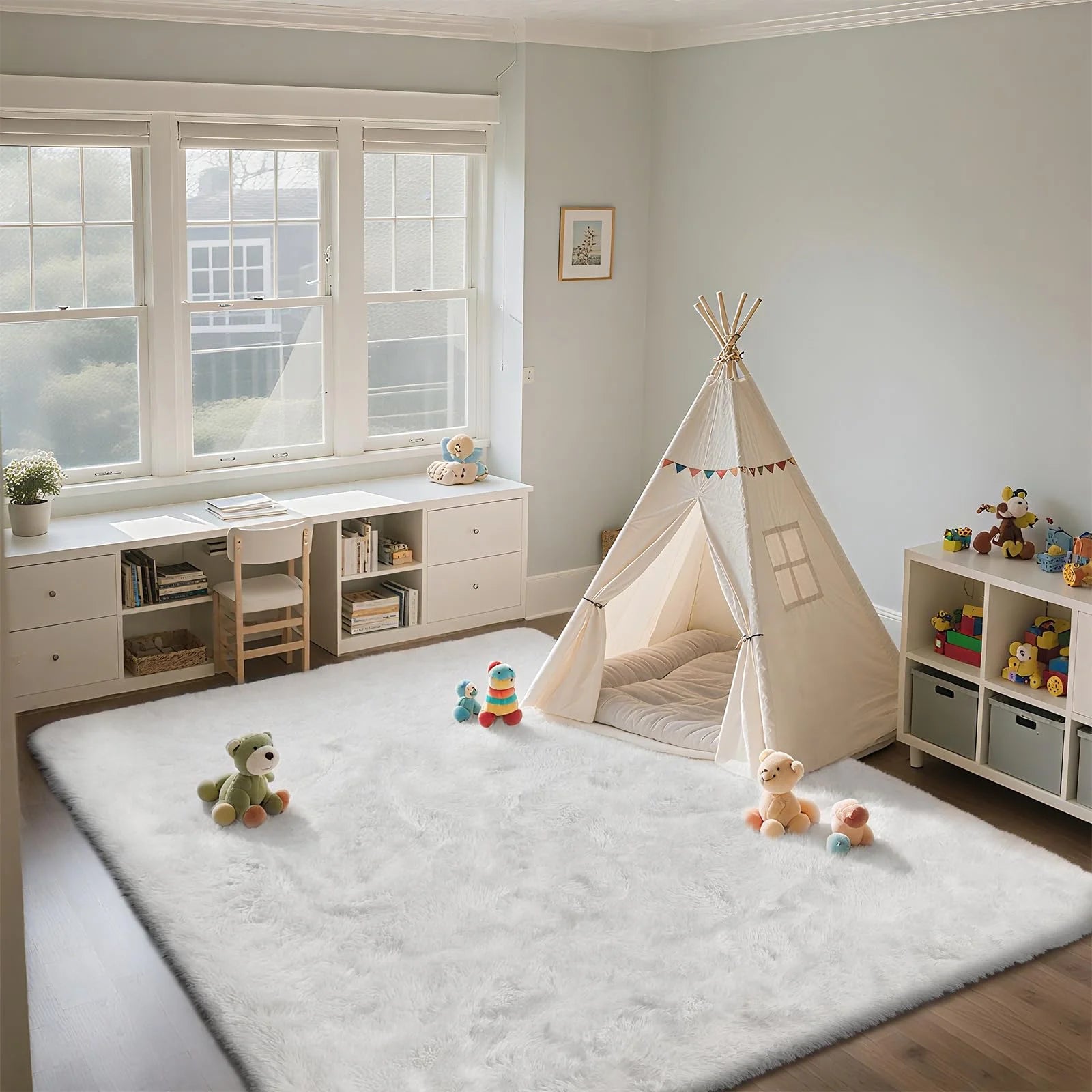 Ultra-Soft Puffy Rug – Fluffy Indoor Floor Mat for Bedroom, Living Room