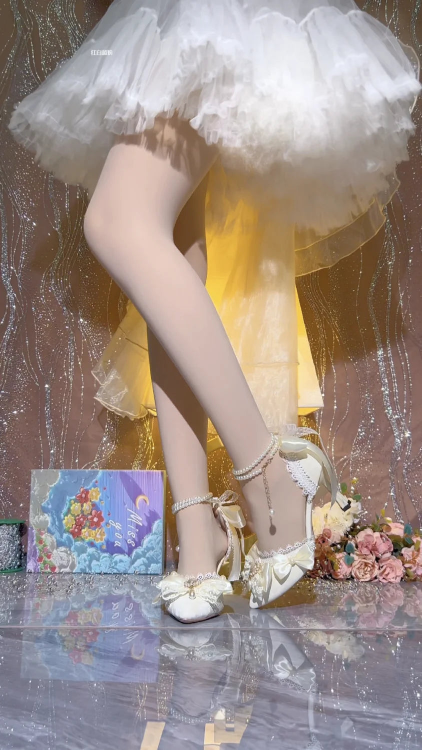 White Bridal Mary Jane Heels | Wedding Shoes for Women