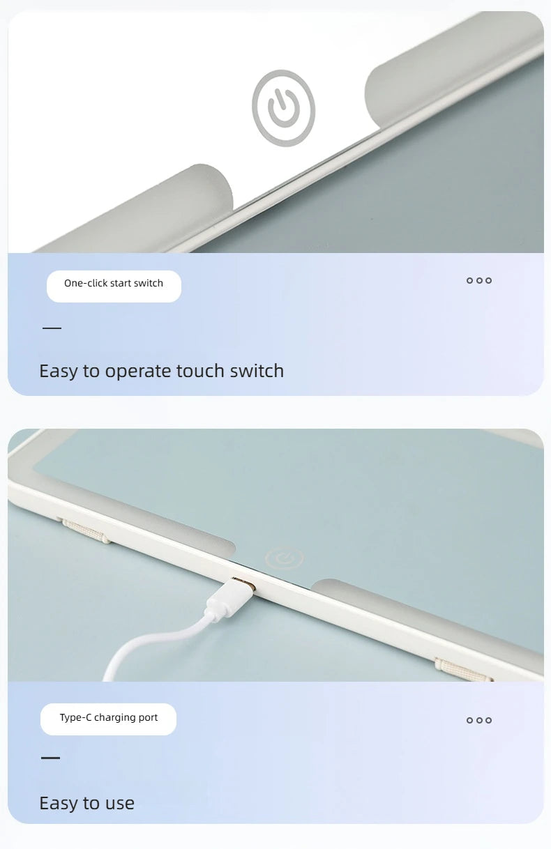 LED rechargeable car sun visor vanity mirror from Home Sweet Home showing illuminated mirror with adjustable brightness and compact design.