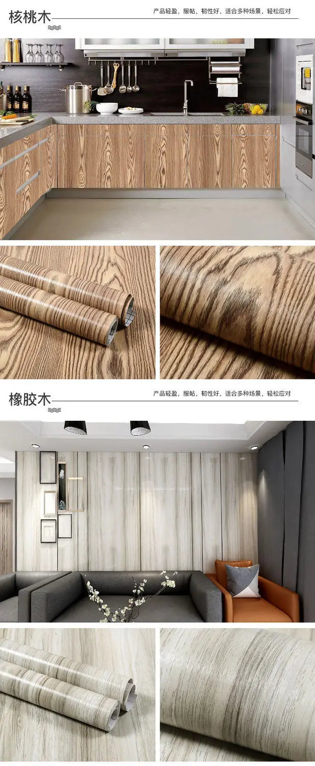 Wood Grain Peel & Stick Wallpaper – Self-Adhesive Waterproof PVC Wall Sticker