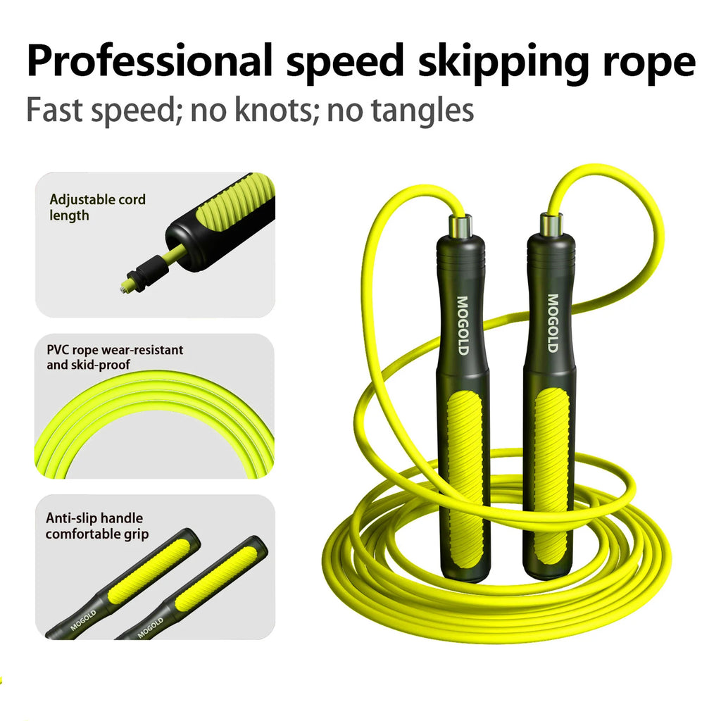 MOGOLD Professional Speed Skipping Rope — Steel Core, Non-Slip Grip