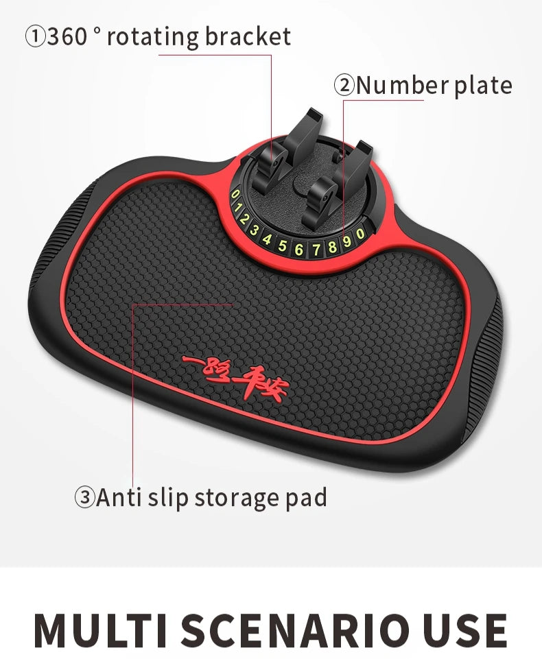 Home Sweet Home car anti-slip silicone dashboard mat with phone and item holder, designed to keep items secure and prevent slipping.