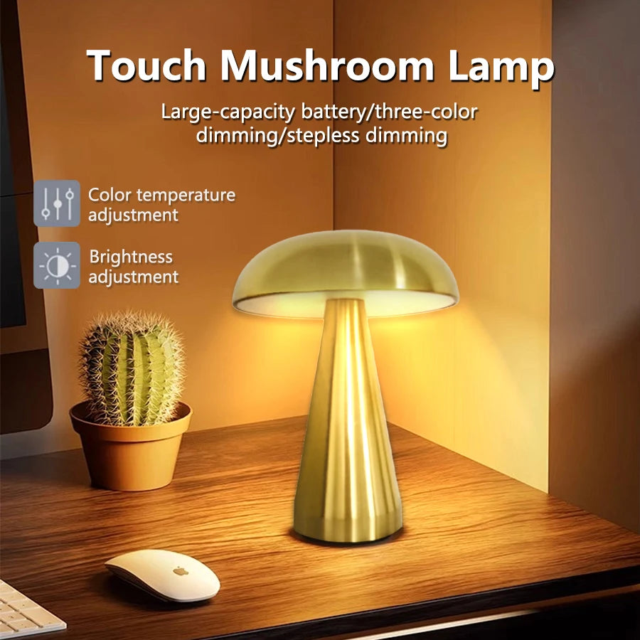 Aamasun Retro Mushroom Table Lamp | Touch Dimmer, 3 Colour Temperatures