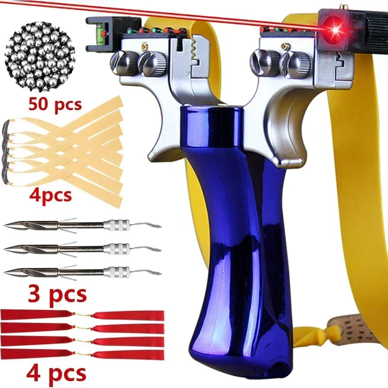 Laser slingshot with LED light and precision aiming from Home Sweet Home, featuring a sleek design and adjustable grip.