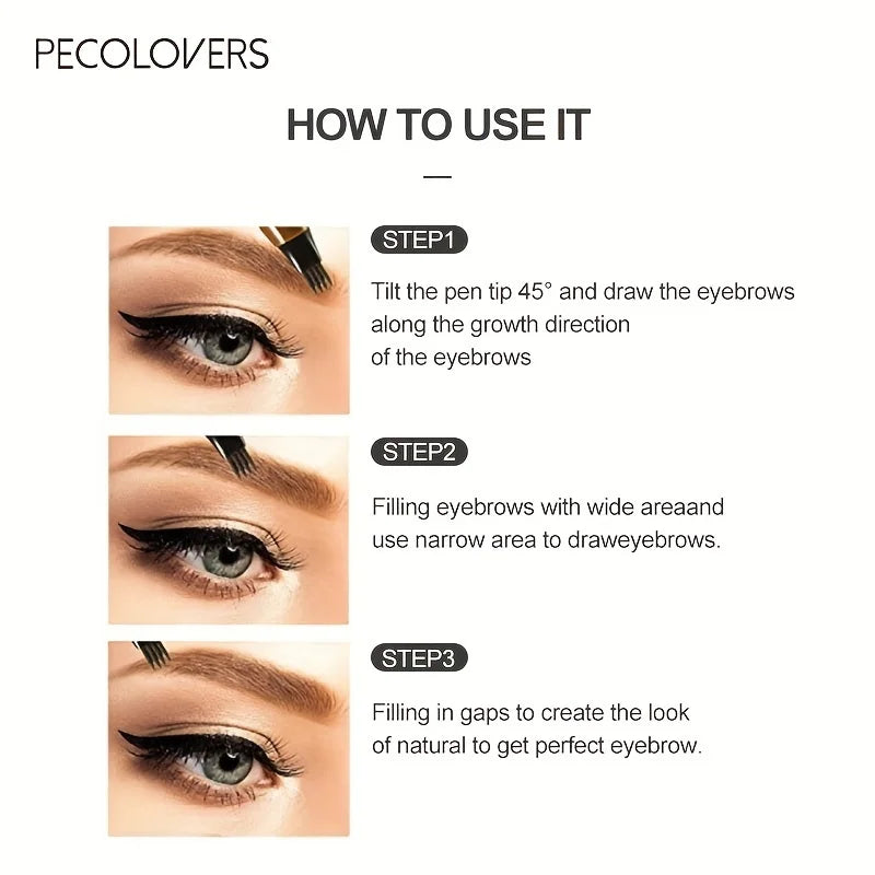 4-Tip Eyebrow Tattoo Pen – Waterproof Liquid Microblading Pencil, 6 Shades