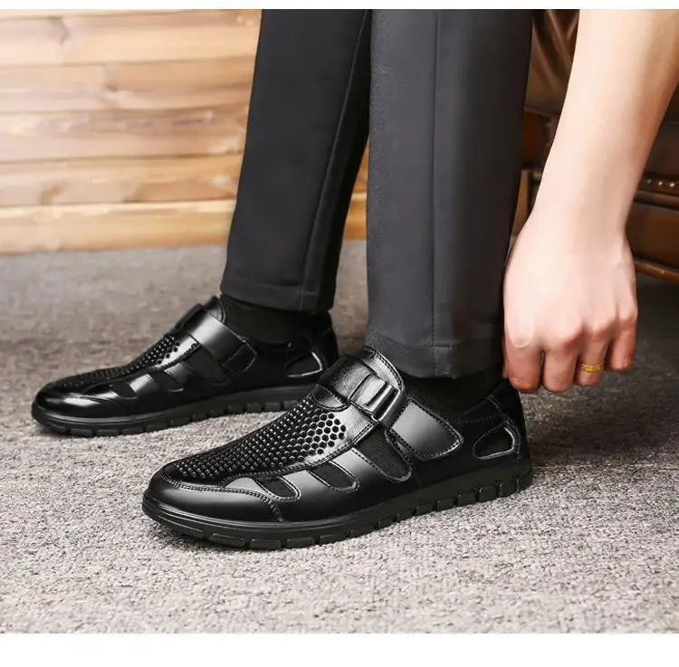 Men's Genuine Leather Gladiator Sandals | Casual Summer Shoes