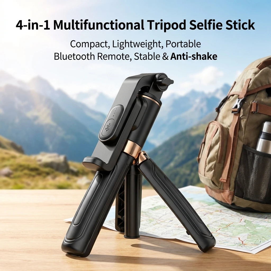 Mini Bluetooth Selfie Stick & Tripod – Portable Phone Holder with Remote