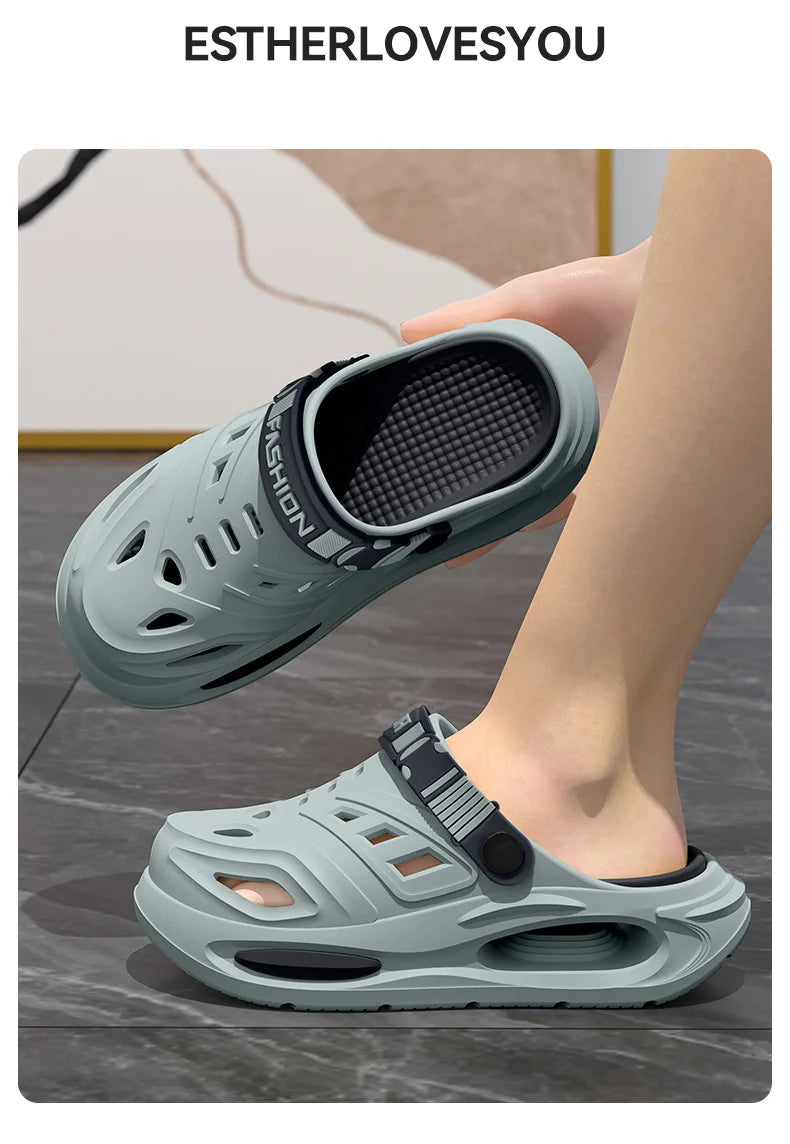 Men’s summer slippers with arch support, breathable material, anti-slip thick sole, by Home Sweet Home.
