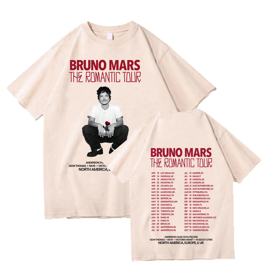Bruno Mars The Romantic 2026 Tour T-Shirt — Unisex Cotton T-shirt