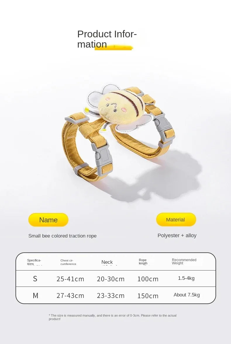 Cartoon Bee Cat Harness & Leash Set | Adjustable Walking Vest | S & M