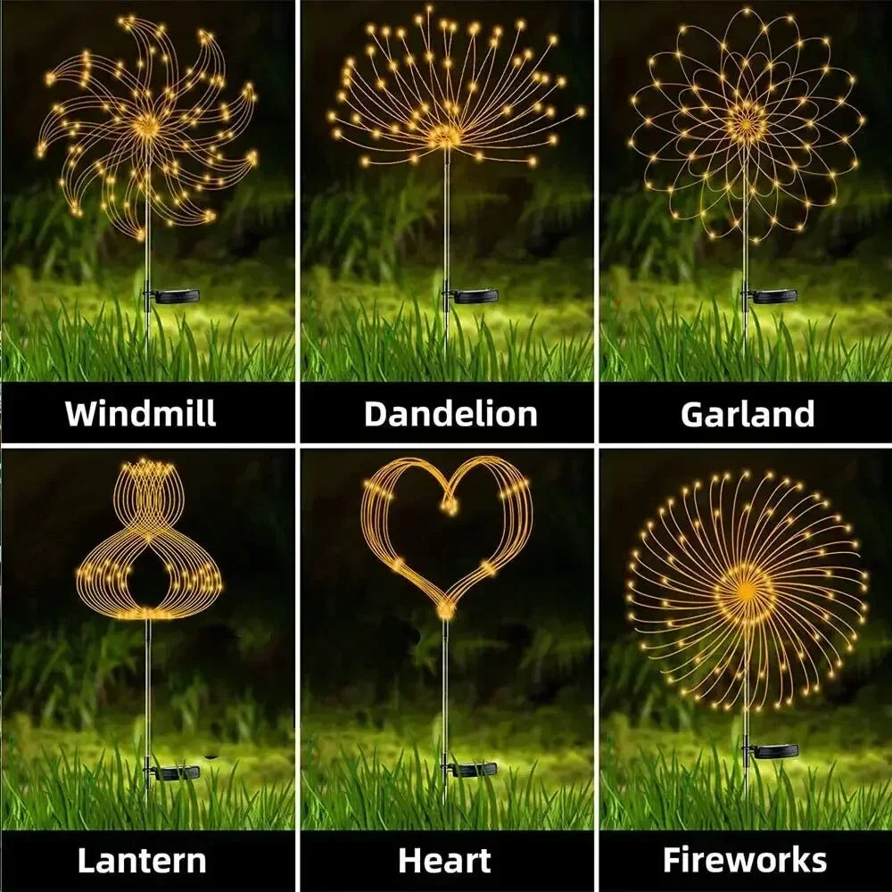 Solar Firework Garden Lights – LED Waterproof Dandelion Lawn Lamp