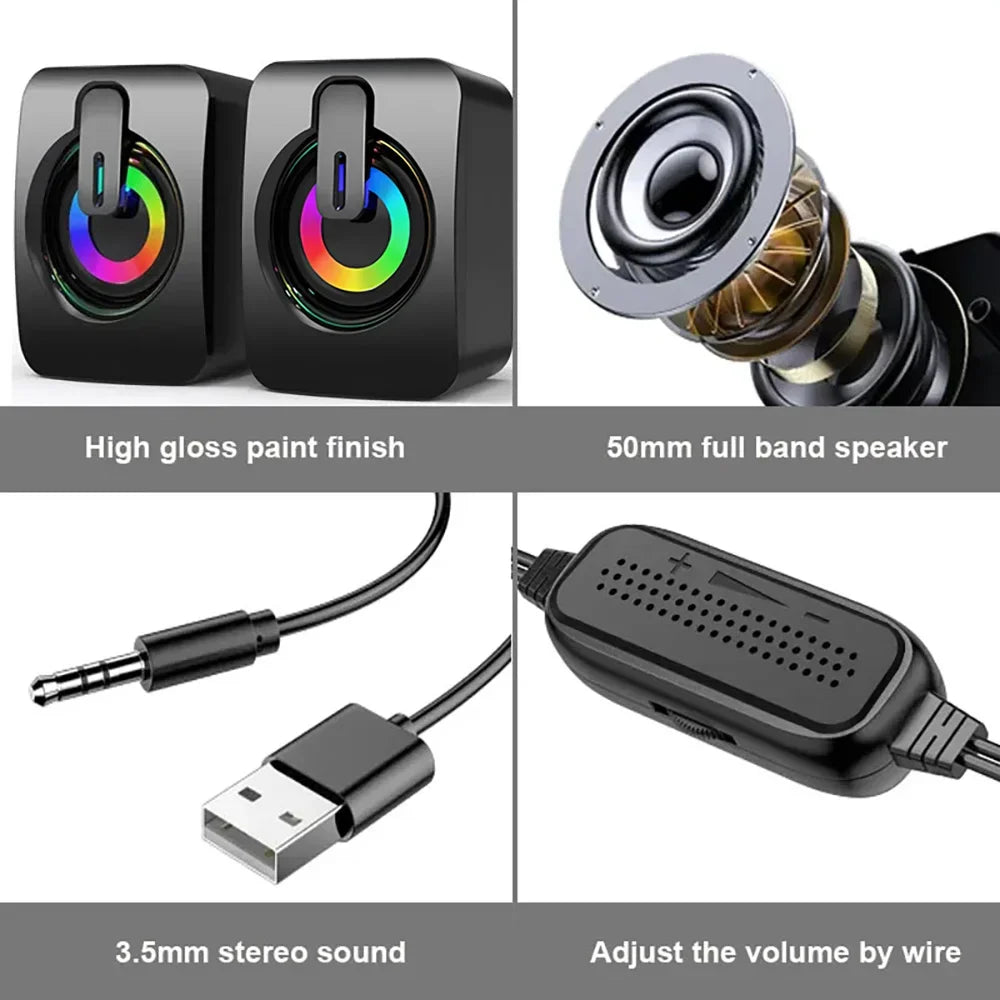 USB Stereo Computer Speaker with Microphone for Desktop & Laptop