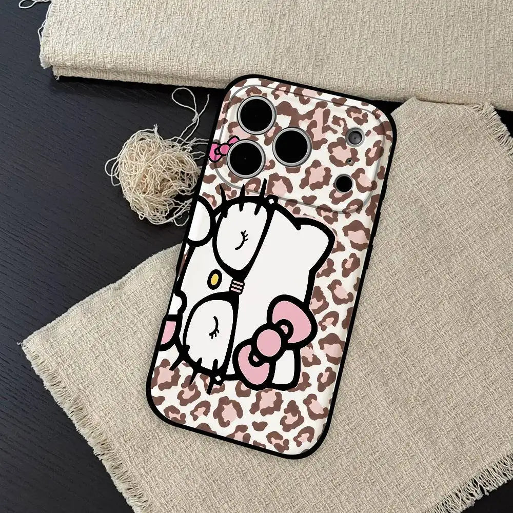 Kawaii Hello Kitty Leopard Print Phone Case | iPhone 11–17 Pro Max
