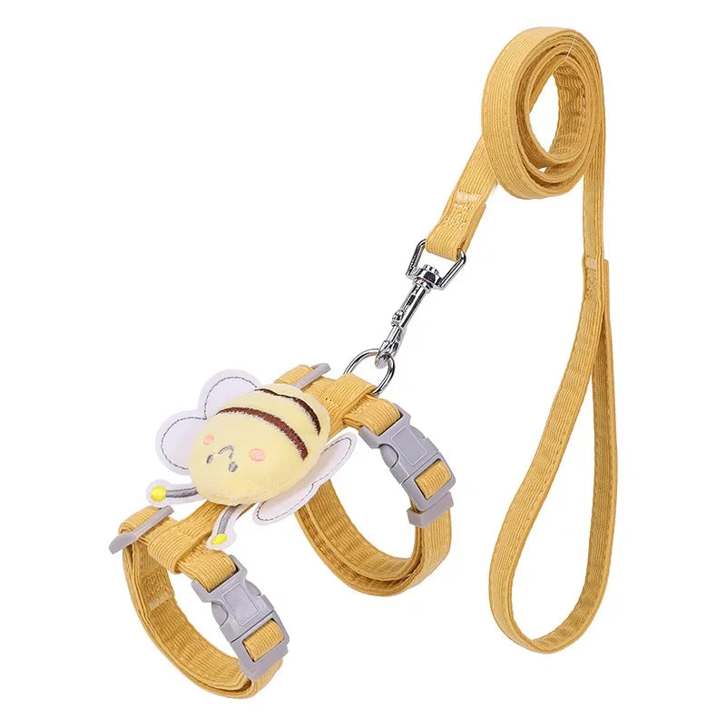 Cartoon Bee Cat Harness & Leash Set | Adjustable Walking Vest | S & M