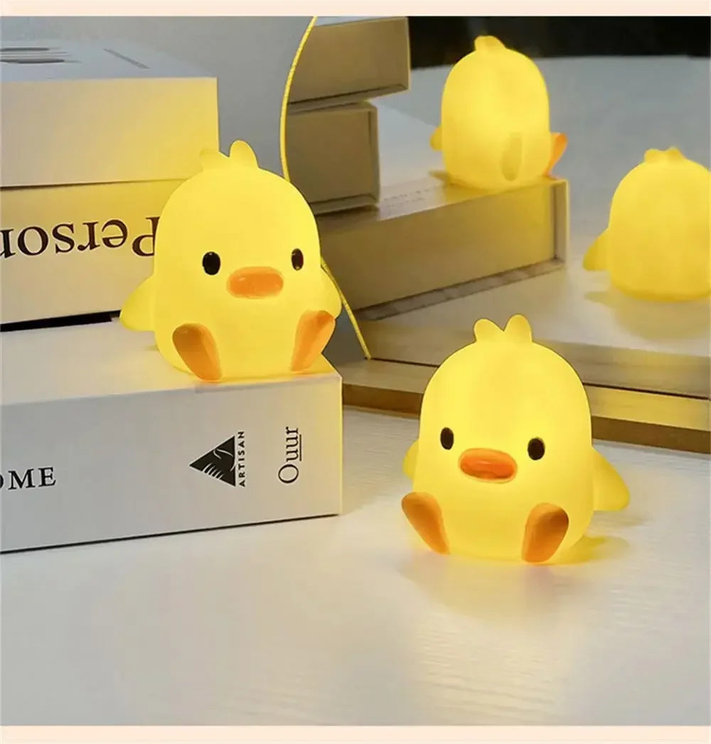Cute Duck & Moon Night Light — LED Bedside Lamp, Kids Room Gift