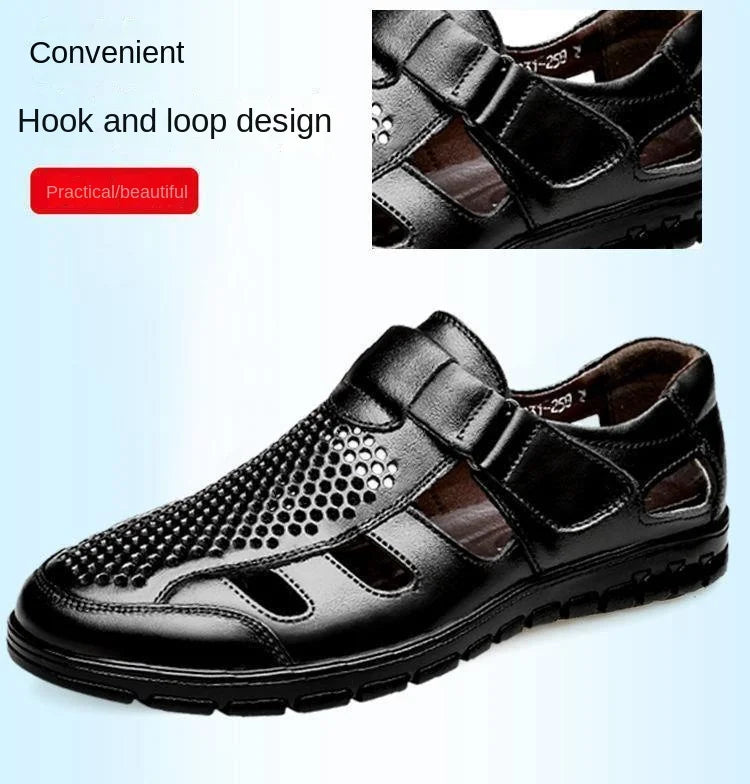 Men's Genuine Leather Gladiator Sandals | Casual Summer Shoes